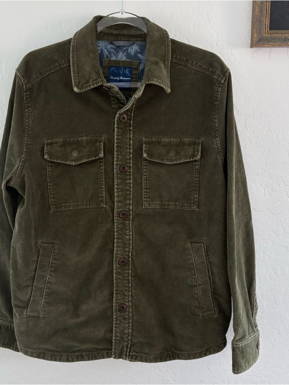 Tommy Bahama Camden Cord Shirt Jacket Men's S Olive Green Corduroy Shacket